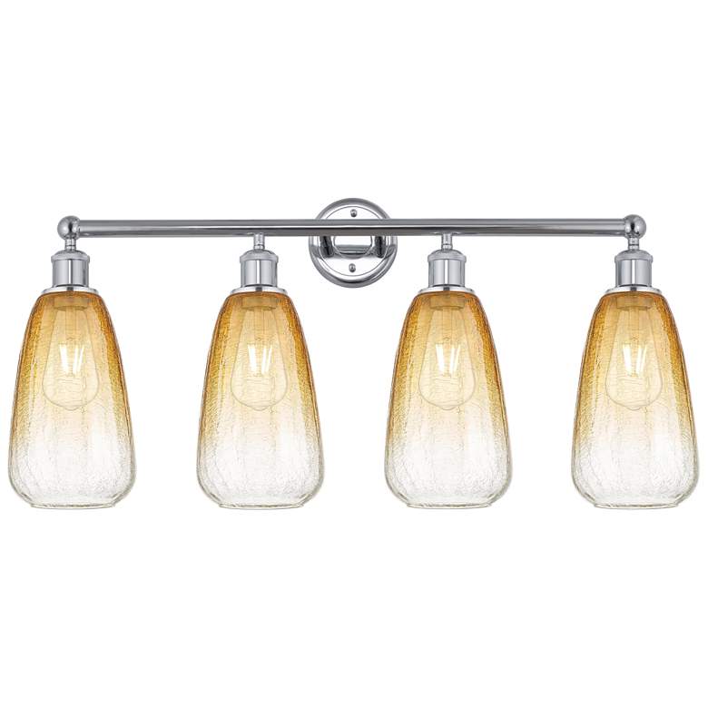 Image 1 Edison Brookhaven Almond 33"W 4 Light Chrome Bath Light w/ Amber Shade
