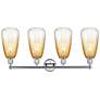 2_Edison Brookhaven Almond 33"W 4 Light Chrome Bath Light w/ Amber Shade more views
