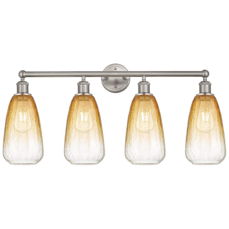 Image 1 Edison Brookhaven Almond 33"W 4 Light Nickel Bath Light w/ Amber Shade