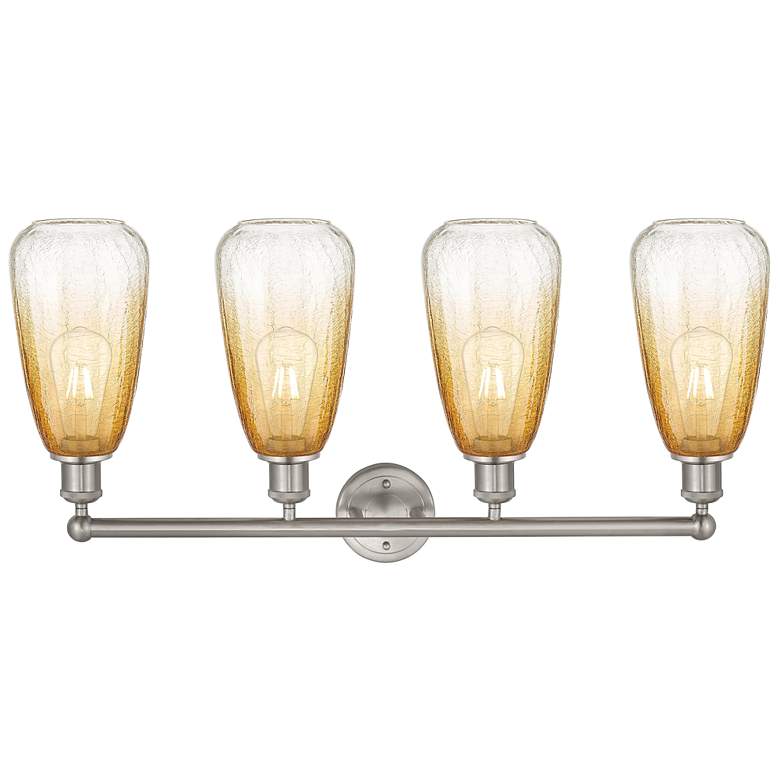Image 2 Edison Brookhaven Almond 33"W 4 Light Nickel Bath Light w/ Amber Shade more views