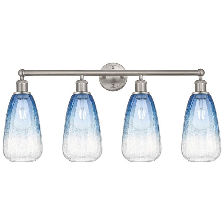 Image 1 Edison Brookhaven Almond 33"W 4 Light Nickel Vanity w/ Sapphire Shade