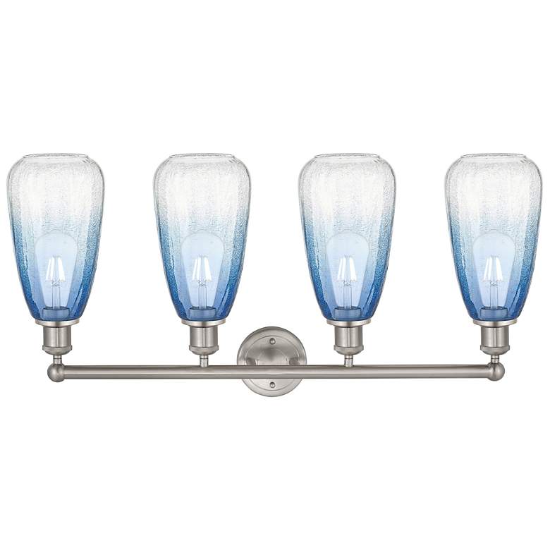 Image 2 Edison Brookhaven Almond 33"W 4 Light Nickel Vanity w/ Sapphire Shade more views