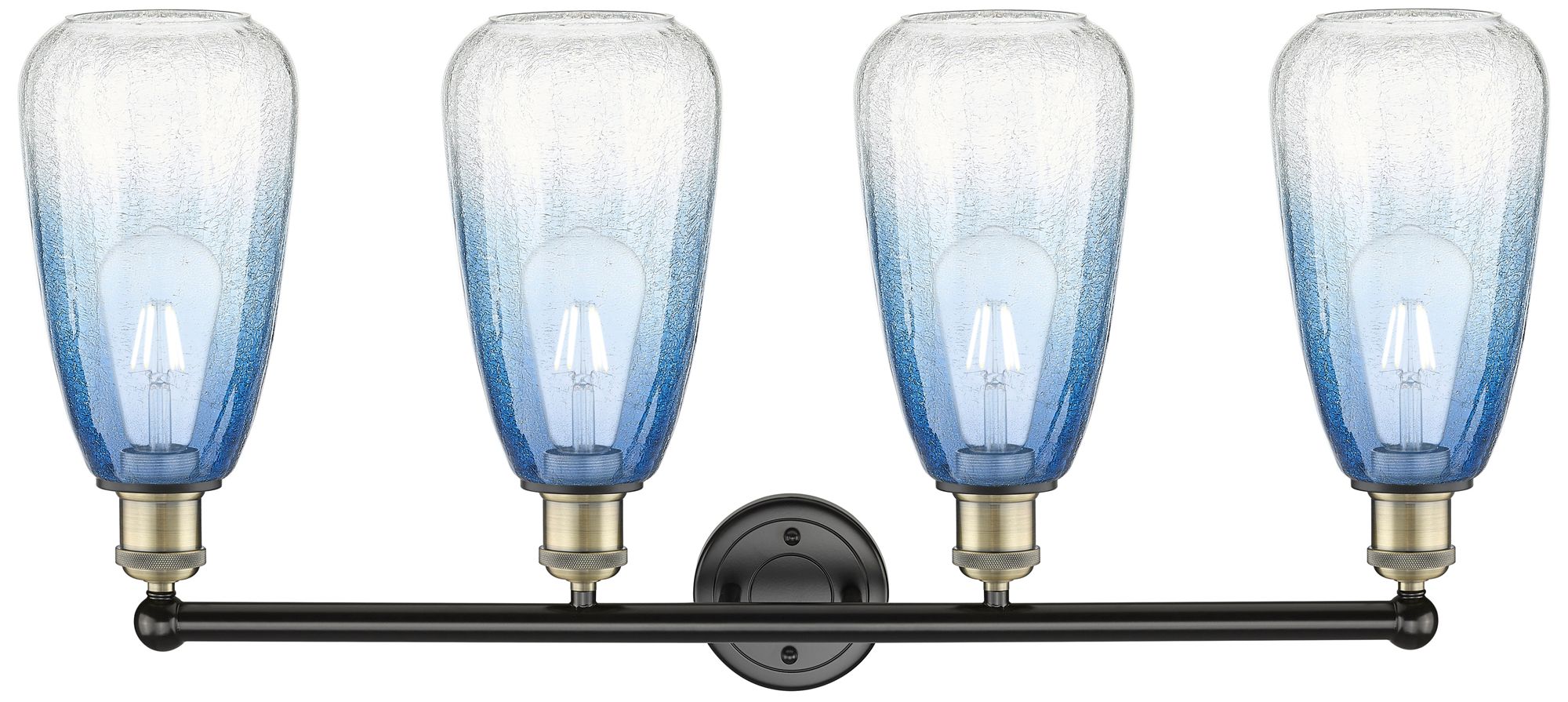 Image 2 Edison Brookhaven Almond 33"W 4-Lt Black Brass Vanity w/ Sapphire Shade more views