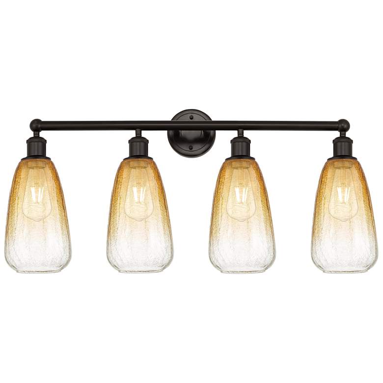 Image 1 Edison Brookhaven Almond 33"W 4-Lt Oiled Bronze Vanity w/ Amber Shade