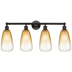 Edison Brookhaven Almond 33"W 4-Lt Oiled Bronze Vanity w/ Amber Shade