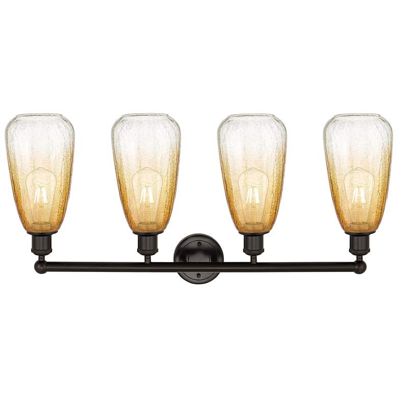 Image 2 Edison Brookhaven Almond 33"W 4-Lt Oiled Bronze Vanity w/ Amber Shade more views