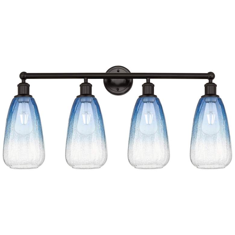 Image 1 Edison Brookhaven Almond 33"W 4-Lt Oiled Bronze Vanity w/ Sapphire Shade