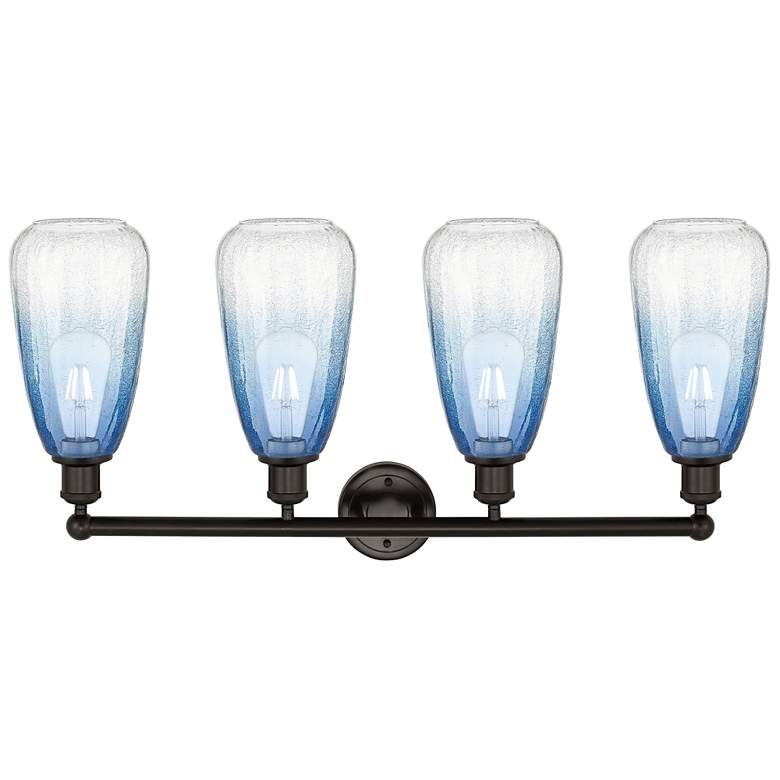 Image 2 Edison Brookhaven Almond 33"W 4-Lt Oiled Bronze Vanity w/ Sapphire Shade more views