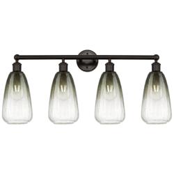 Edison Brookhaven Almond 33"W 4-Lt Oiled Bronze Vanity w/ Slate Shade