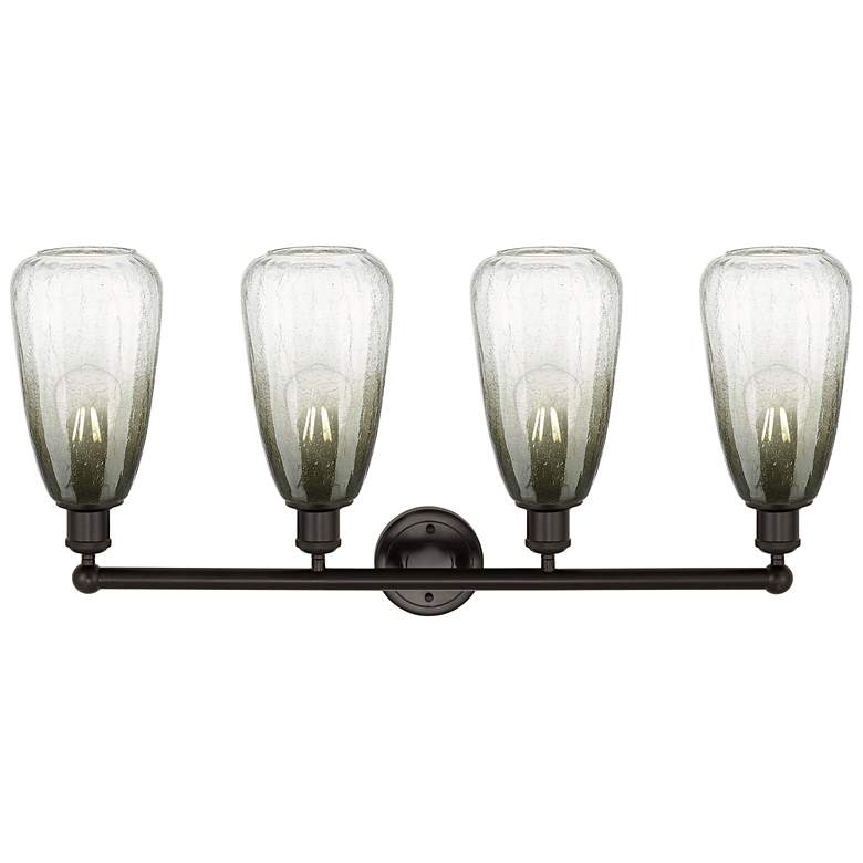 Image 2 Edison Brookhaven Almond 33"W 4-Lt Oiled Bronze Vanity w/ Slate Shade more views