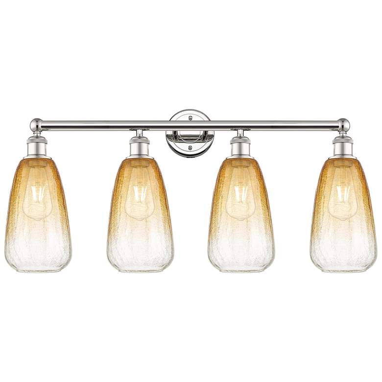 Image 1 Edison Brookhaven Almond 33"W 4-Lt Polished Nickel Vanity w/ Amber Shade