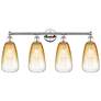 1_Edison Brookhaven Almond 33"W 4-Lt Polished Nickel Vanity w/ Amber Shade