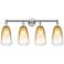 Edison Brookhaven Almond 33"W 4-Lt Polished Nickel Vanity w/ Amber Shade