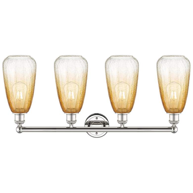 Image 2 Edison Brookhaven Almond 33"W 4-Lt Polished Nickel Vanity w/ Amber Shade more views