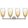 2_Edison Brookhaven Almond 33"W 4-Lt Polished Nickel Vanity w/ Amber Shade more views