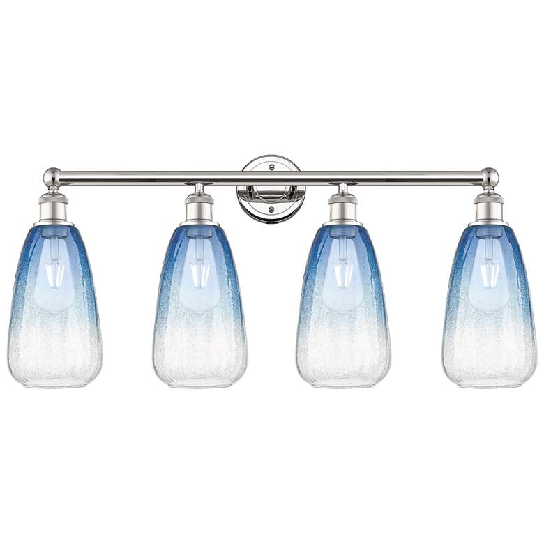 Image 1 Edison Brookhaven Almond 33"W 4-Lt Polished Nickel Vanity w/ Sapphire Shade