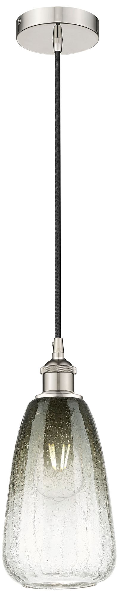 Edison Brookhaven Almond 6"W Polished Nickel Cord Pendant w/ Slate Sha