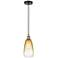 Edison Brookhaven Almond 6"W Black Brass Cord Pendant w/ Amber Shade