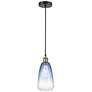 1_Edison Brookhaven Almond 6"W Black Brass Cord Pendant w/ Sapphire Shade
