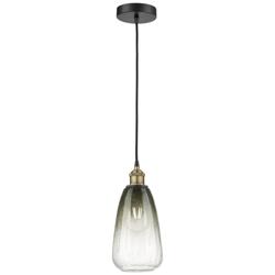 Edison Brookhaven Almond 6"W Black Brass Cord Pendant w/ Slate Shade