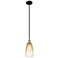 Edison Brookhaven Almond 6"W Black Brass Stem Pendant w/ Amber Shade