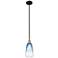 Edison Brookhaven Almond 6"W Black Brass Stem Pendant w/ Sapphire Shade