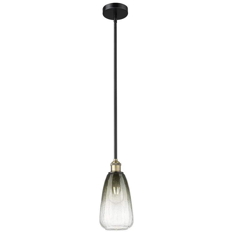 Image 1 Edison Brookhaven Almond 6"W Black Brass Stem Pendant w/ Slate Shade
