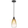 1_Edison Brookhaven Almond 6"W Black Cord Mini Pendant w/ Amber Shade