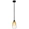 Edison Brookhaven Almond 6"W Black Stem Mini Pendant w/ Amber Shade
