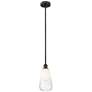 Edison Brookhaven Almond 6"W Black Stem Mini Pendant w/ Opal Shade