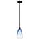 Edison Brookhaven Almond 6"W Black Stem Mini Pendant w/ Sapphire Shade