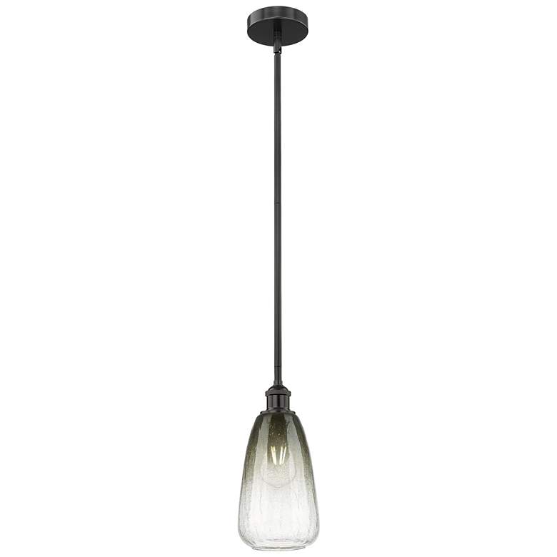 Image 1 Edison Brookhaven Almond 6"W Black Stem Mini Pendant w/ Slate Shade