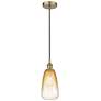 1_Edison Brookhaven Almond 6"W Brass Cord Mini Pendant w/ Amber Shade