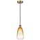 Edison Brookhaven Almond 6"W Brass Cord Mini Pendant w/ Amber Shade