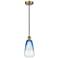 Edison Brookhaven Almond 6"W Brass Cord Mini Pendant w/ Sapphire Shade