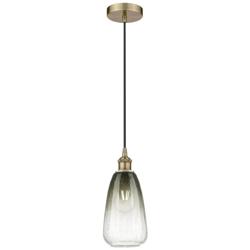 Edison Brookhaven Almond 6"W Brass Cord Mini Pendant w/ Slate Shade