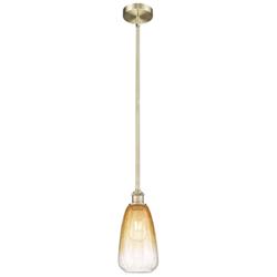 Edison Brookhaven Almond 6"W Brass Stem Mini Pendant w/ Amber Shade