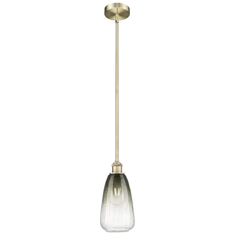 Image 1 Edison Brookhaven Almond 6"W Brass Stem Mini Pendant w/ Slate Shade