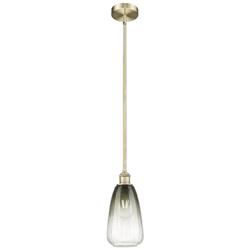 Edison Brookhaven Almond 6"W Brass Stem Mini Pendant w/ Slate Shade