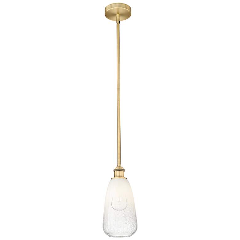 Image 1 Edison Brookhaven Almond 6"W Brushed Brass Stem Pendant w/ Opal Shade