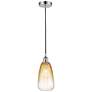 1_Edison Brookhaven Almond 6"W Chrome Cord Mini Pendant w/ Amber Shade