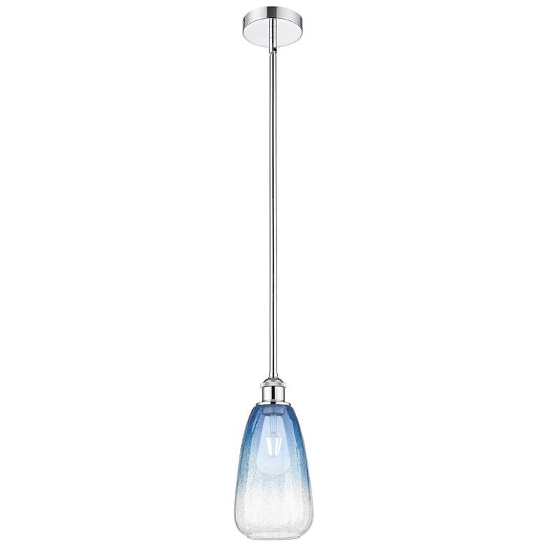 Image 1 Edison Brookhaven Almond 6"W Chrome Stem Pendant w/ Sapphire Shade