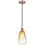 1_Edison Brookhaven Almond 6"W Copper Cord Mini Pendant w/ Amber Shade