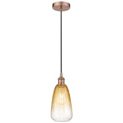 Edison Brookhaven Almond 6"W Copper Cord Mini Pendant w/ Amber Shade