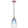 1_Edison Brookhaven Almond 6"W Copper Cord Pendant w/ Sapphire Shade