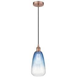 Edison Brookhaven Almond 6"W Copper Cord Pendant w/ Sapphire Shade