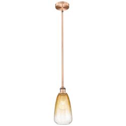 Edison Brookhaven Almond 6"W Copper Stem Mini Pendant w/ Amber Shade