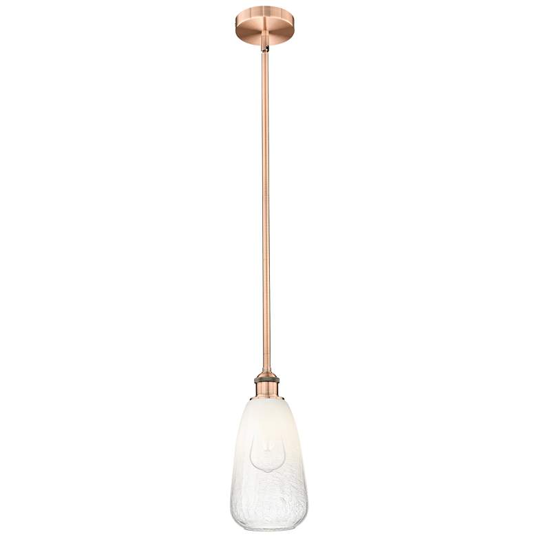Image 1 Edison Brookhaven Almond 6"W Copper Stem Mini Pendant w/ Opal Shade