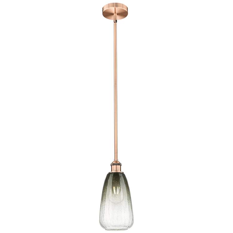 Image 1 Edison Brookhaven Almond 6"W Copper Stem Mini Pendant w/ Slate Shade