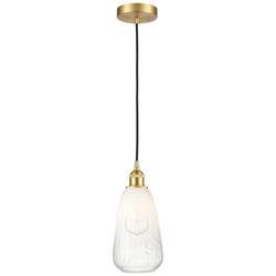 Edison Brookhaven Almond 6"W Gold Cord Hung Mini Pendant w/ Opal Shade